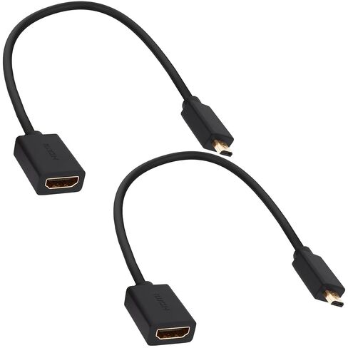 Micro HDMI to HDMI Adapter Cable High Speed Micro HDMI Male to HDMI Female Bi-Directional Converter Cable Support 4K@60Hz 3D for Camera, Camcorder, HDTV, Projector, Monitor -20cm, 2Pack in Kuwait