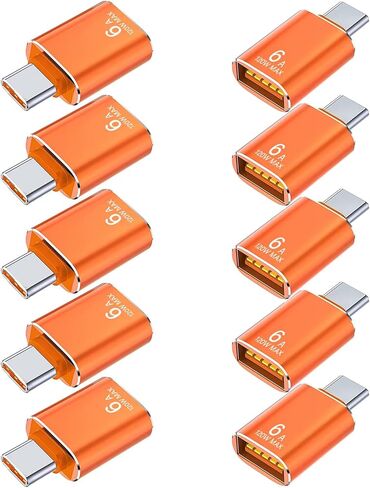 【120W /10Gbps C Male to USB Female Adapter, 10Pack, Orange in Kuwait