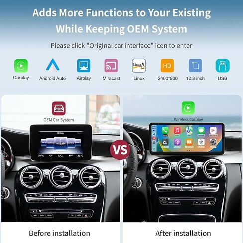 Wireless Carplay/Android Auto 12.3″ Screen for Mercedes Benz NTG 5.0 System in Saudi Arabia