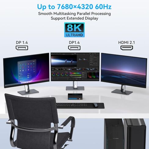 8K@60Hz HDMI Displayport KVM Switch 3 Monitors 2 Computers in Kuwait