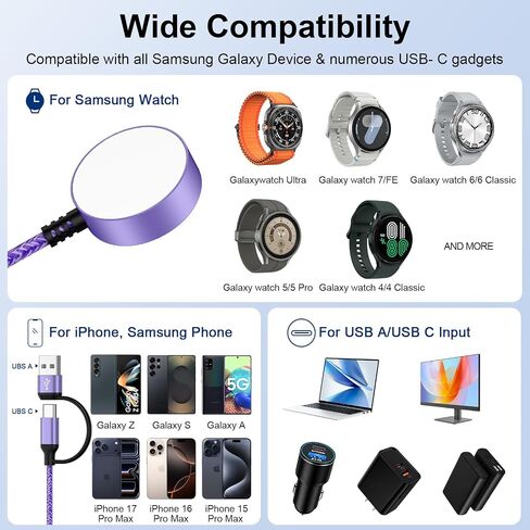 Samsung Watch Charger for Galaxy Watch 8/8 Classic/7/6/6 Classic/Ultra/FE in Kuwait