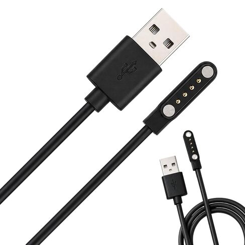 Black Magnetic USB Charging Cable, 4 Pin Smart Watch Charger for Most Watches in Kuwait