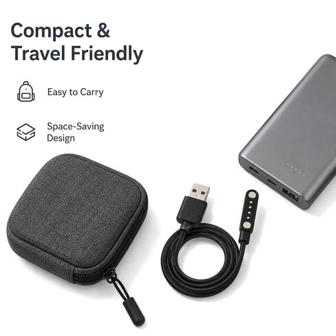 Black Magnetic USB Charging Cable, 4 Pin Smart Watch Charger for Most Watches in Kuwait