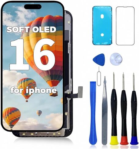 LCD for iPhone 16 Screen Replacement 6.1 inch (Model A3287, A3081, A3286, A3288) 3D Touch Soft OLED Screen Display digitizer Repair kit Assembly w/Tool Set in Kuwait