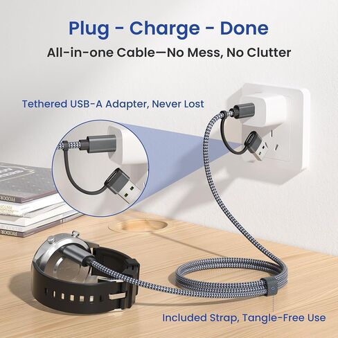 Itramax 2-in-1 USB-C Charger Cable for Garmin Watch Power Cord 4FT 1Pack in Kuwait
