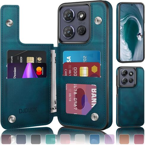DJDUCK Designed for Moto G Power 2025/Moto G Power 2026 Case Wallet with Card Holder, [Magnetic Clasp Cover] [RFID Blocking Leather Protection]Shockproof Women Men Cases for Moto GPower2026 Blue Green in Saudi Arabia