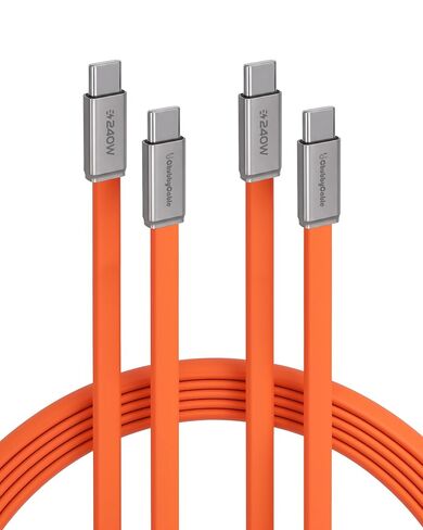 chubbycable Flat Silicone 240W USB C to USB C Cable, 6FT/2-Pack, Orange in Saudi Arabia