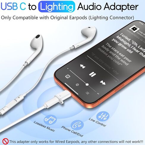Lightning Earpods to USB C Adapter Audio Adapter for Wired Headphone/Earbud in Saudi Arabia
