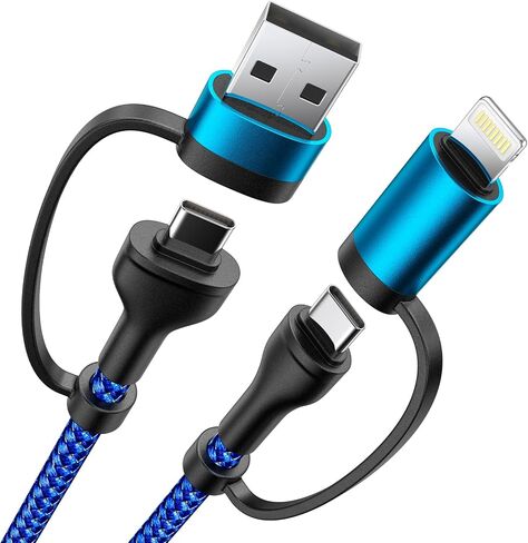 XUDUO 4 in 1 Charging Cable Fast USB C Cable Type C Charger 60W Lightning Cable Adapter USB C to USB C Cable for iPad Charger Fast Multi Charging Cord Fits iPhone 16 15/15 Pro/15 Plus/14 Pro Max,6FT in Kuwait