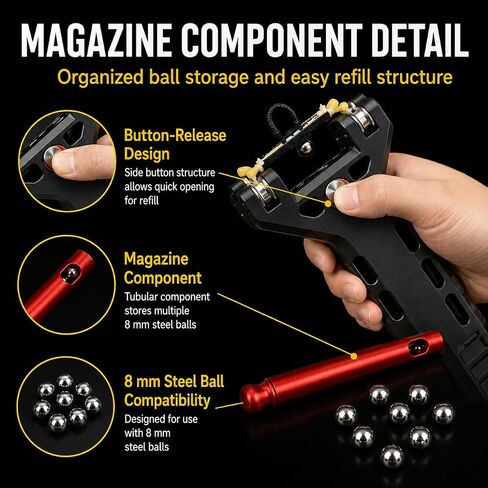Slingshot for Adults Auto-Loading Set with Magazine 2 Bands and 100 Balls in Saudi Arabia