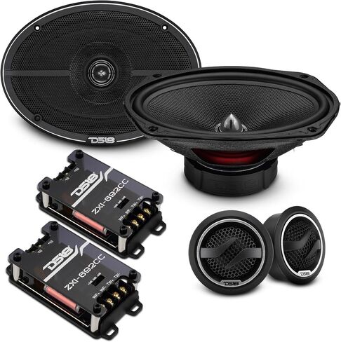 DS18 ZXi-692C 6x9 Component Speakers 120W RMS 4-Ohm – 2-Way Car Audio System with Glass Fiber Cone Woofer, 1" Tweeters & Crossovers – 360W MAX Power – Set in Saudi Arabia