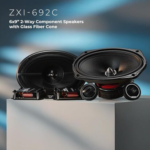 DS18 ZXi-692C 6x9 Component Speakers 120W RMS 4-Ohm – 2-Way Car Audio System with Glass Fiber Cone Woofer, 1" Tweeters & Crossovers – 360W MAX Power – Set in Saudi Arabia
