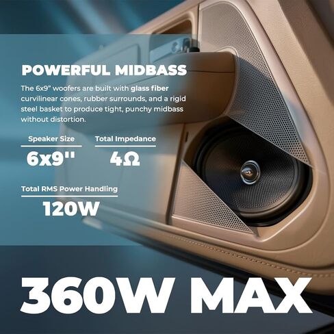 DS18 ZXi-692C 6x9 Component Speakers 120W RMS 4-Ohm – 2-Way Car Audio System with Glass Fiber Cone Woofer, 1" Tweeters & Crossovers – 360W MAX Power – Set in Saudi Arabia