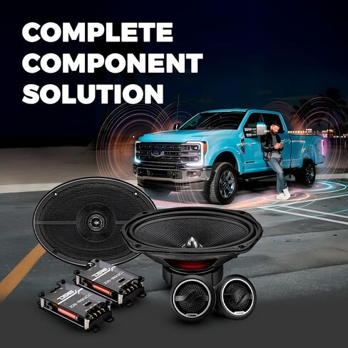 DS18 ZXi-692C 6x9 Component Speakers 120W RMS 4-Ohm – 2-Way Car Audio System with Glass Fiber Cone Woofer, 1" Tweeters & Crossovers – 360W MAX Power – Set in Saudi Arabia