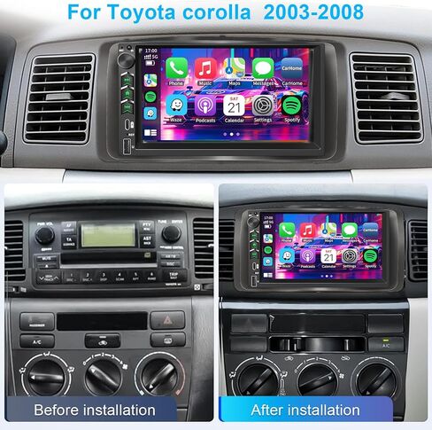Plug&Play Car Stereo for Toyota Corolla 2003 2004 2005 2006 2007 2008, 7 Inch IPS Touch Screen with Wireless Carplay/Android Auto/MirrorLink,SWC/Backup Camera,DSP,FM Radio in Saudi Arabia