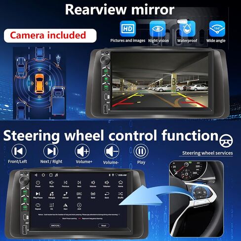 Plug&Play Car Stereo for Toyota Corolla 2003 2004 2005 2006 2007 2008, 7 Inch IPS Touch Screen with Wireless Carplay/Android Auto/MirrorLink,SWC/Backup Camera,DSP,FM Radio in Saudi Arabia
