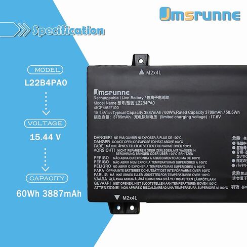 L22B4PA0 L22M4PA0 Battery Replacement for Lenovo Legion Slim 5-16IRH8 5-16APH8 LOQ 15APH8 15IRH8 16IRH8 16APH8 IdeaPad 1 15IAU7 Series Laptop L22X4PA0 L22D4PA0 in Kuwait