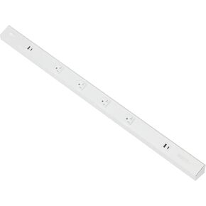 شريط طاقة American Lighting Atom مقاس 36 بوصة 120 فولت منخفض المستوى مع 4 أوعية مقاومة للعبث USB-A USB-C سلكي أسفل الخزانة بلمسة نهائية بيضاء للاستخدام الداخلي ATOM-120V-36-WH in Kuwait