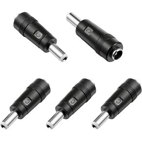 DC Power Adapter, 5 Pcs 5.5 x 2.1 mm Female Jack to 5.5 x 2.5 mm Male Plug Universal DC Adapter Plug DC Power Connector Barrel Connector for Router, Laptop in Saudi Arabia