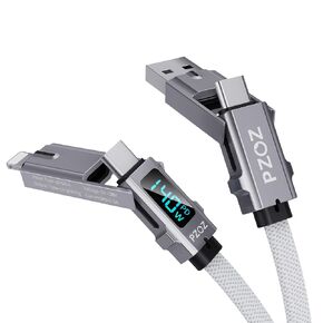 pzoz 4-in-1 Multi Charging Cable with LED Display, 60W PD Fast Charging in Kuwait