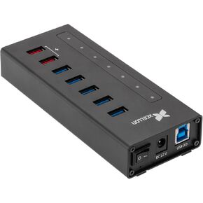 محور ألومنيوم نحيف مزود بـ 7 منافذ USB 3.0 مع منفذين مزدوجين للبيانات/الشحن in Kuwait