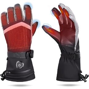 Heated Gloves, Rechargeable Electric Winter Leather Gloves with 3-Heat Settings, Waterproof & Windproof, Hand Warmer for Skiing Hiking Camping, Size XL in Kuwait