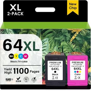 64XL Black and Color Ink Cartridge Combo Pack Replacement for HP 64XL Ink in Saudi Arabia