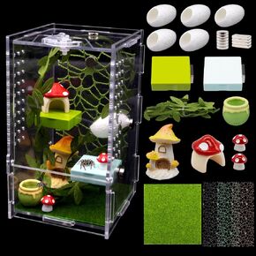 Jumping Spider Enclosure Kit, Acrylic Terrarium with Habitat Decor in Kuwait