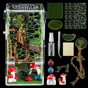 Jumping Spider Enclosure Accessories Kit, Acrylic Terrarium Habitat & Decor in Kuwait