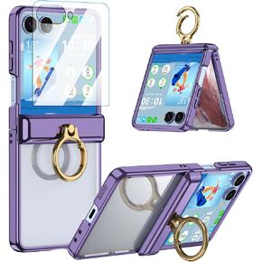 جراب مصمم لهاتف Samsung Galaxy Z Flip 7 مع حامل حلقي باللون الأزرق الشفاف in Kuwait