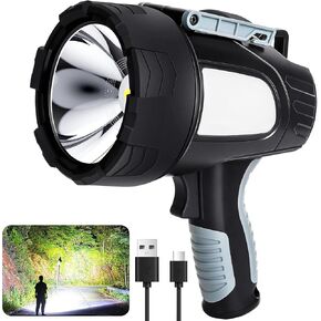Rechargeable Spotlight Flashlight, 99,000 Lumen Super Bright Led Spotlight with 6 Modes & Foldable Tripod, Powerful Spot Light 30H Long Runtime, Handheld Spot Light for Outdoor Boating Hµnting in Kuwait