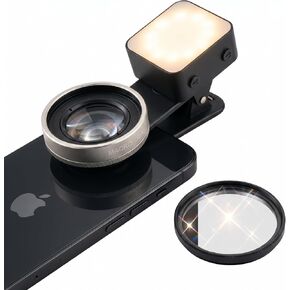 Macro Lens for iPhone 10X Phone Camera Lens Kit with Fill Light & Star Filter, Magnetic Warm/Cool Fill Light Universal Clip for Nail Art & Jewelry Photography in Saudi Arabia