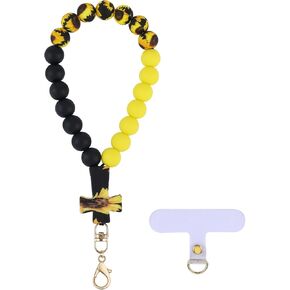 Cross Silicone Beaded Phone Wrist Strap Cellphone Wristlet Lanyard with Tether Tab Phone Bracelet Strap Chains in Saudi Arabia