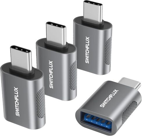 USB C to USB Adapter [4 Pack], 10Gbps Type C Male to USB 3.0 Female OTG Converter for MacBook Pro/Air, iPhone 15/16 Pro, iPad Pro, Samsung S24, Charging, Data Transfer in Saudi Arabia