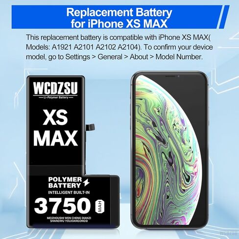 بطارية بديلة لجهاز iPhone Xs MAX بقدرة 3750 مللي أمبير في الساعة بطارية ليثيوم بوليمر جديدة ذات دورة 0 عالية السعة لجهاز iPhone Xs MAX مع مجموعة أدوات إصلاح كاملة موديل A1921 A2101 A2102 A2104 in Kuwait