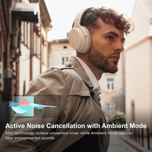 Edifier WH700NB Wireless Active Noise Cancellation Over-Ear Headphones, Bluetooth 5.3 Foldable Lightweight Headset, Dual Device Connection 68-Hour Battery Life, for Travel Home Office - Ivory in Kuwait