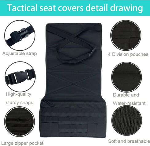 Tactical Car Seat Carry Holster with Large Zipper Pocket for Concealed Carry Gun Mount Pistol Holder Handgun Molle Seat Cover Fits Most Vehicle Trucks SUVs Pickup in Saudi Arabia