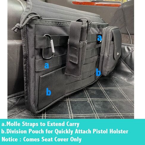 Tactical Car Seat Carry Holster with Large Zipper Pocket for Concealed Carry Gun Mount Pistol Holder Handgun Molle Seat Cover Fits Most Vehicle Trucks SUVs Pickup in Saudi Arabia