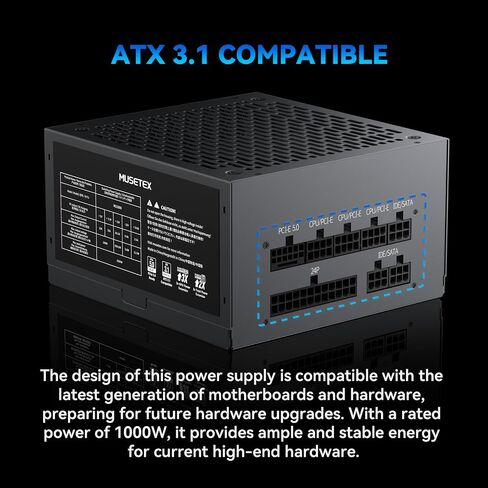 MUSETEX Y6 PC CASE ATX 7 Infinity Mirror PWM ARGB Fans Pre-Installed Bundled 1000W PC Power Supply in Saudi Arabia