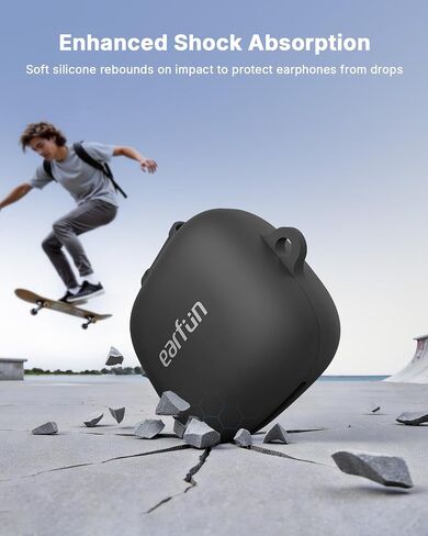 EarFun Protective Case Cover for EarFun Air Pro 4i, Soft Silicone Protective Case with Keychain, Full Protective Cover, Shock-Proof, Black in Saudi Arabia