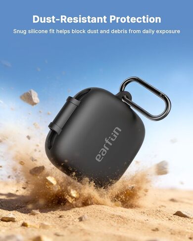 EarFun Protective Case Cover for EarFun Air Pro 4i, Soft Silicone Protective Case with Keychain, Full Protective Cover, Shock-Proof, Black in Saudi Arabia