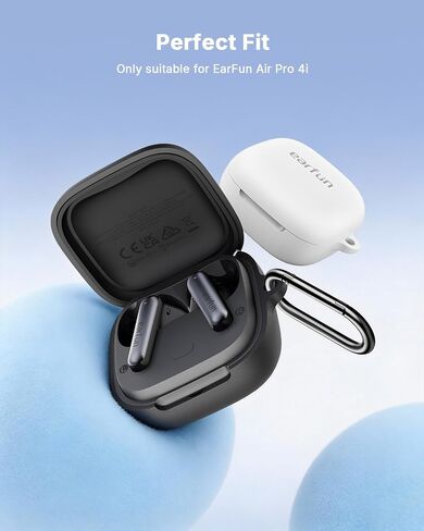 EarFun Protective Case Cover for EarFun Air Pro 4i, Soft Silicone Protective Case with Keychain, Full Protective Cover, Shock-Proof, Black in Saudi Arabia