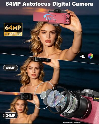 كاميرات رقمية حقيقية بدقة 8K بدقة 64 ميجابكسل للتصوير الفوتوغرافي (وردي) in Kuwait