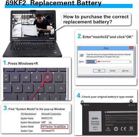86Wh 69KF2 Battery Replacement for Dell XPS 15 9500 9510 9520 Precision 5550 5560 5570 A lienware M15 R4 R5,G7 15 7500,G15 5510 5520 5511 5515 M59JH 8FCTC 70N2F Laptop. in Kuwait