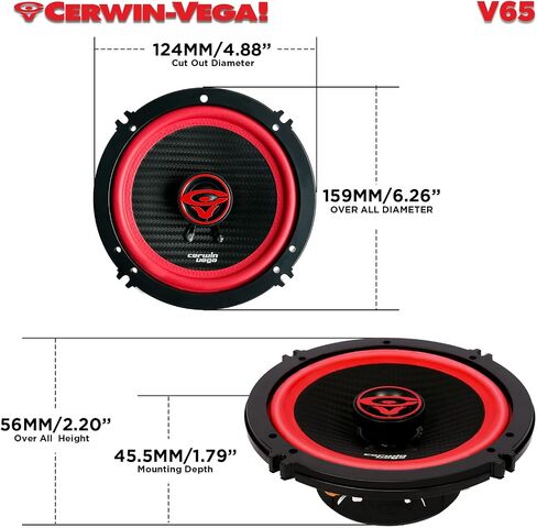 Cerwin-Vega V65 6.5" VEGA 2-Way 360 Watts 4 Ohm Coaxial Speakers(Pair) in Saudi Arabia