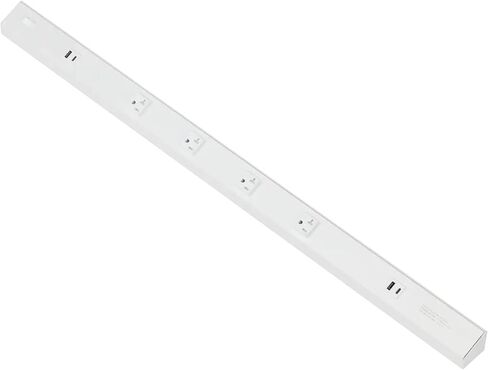 شريط طاقة American Lighting Atom مقاس 36 بوصة 120 فولت منخفض المستوى مع 4 أوعية مقاومة للعبث USB-A USB-C سلكي أسفل الخزانة بلمسة نهائية بيضاء للاستخدام الداخلي ATOM-120V-36-WH in Kuwait