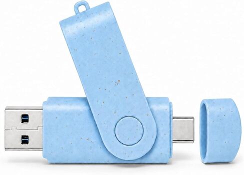 JBOS 128GB USB 3.0 USB-C Flash Drive, Dual Type-A and Type-C OTG, Sky Blue in Saudi Arabia