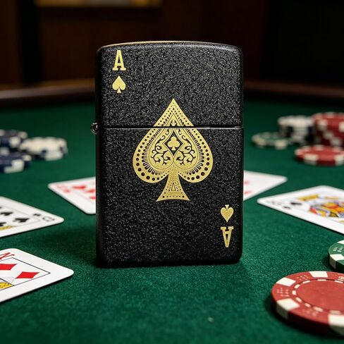 ولاعة الكيروسين للجيب من Ace of Spades، ولاعات لهب ناعمة عتيقة مع ختم وقود مطاطي، ولاعة معدنية مقاومة للرياح فريدة من نوعها قابلة لإعادة الملء، جزء خارجي من النحاس المصنفر، هدايا عيد ميلاد للرجال (بدون وقود) in Kuwait