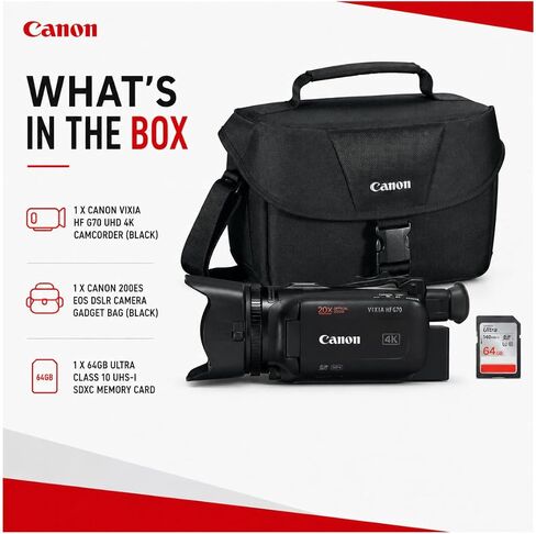 Canon Vixia HF G70 UHD 4K Camcorder Bundle with Gadget Bag and SD Card in Kuwait