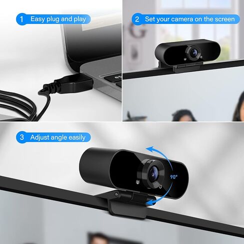Smilodon Pro 1080P HD Webcam for PC & Laptop, Privacy Cover, Fixed Lens in Saudi Arabia